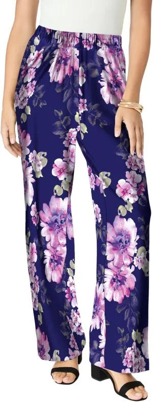 Roaman's Women's Plus Size Ultrasmooth Fabric Wide-Leg Pant