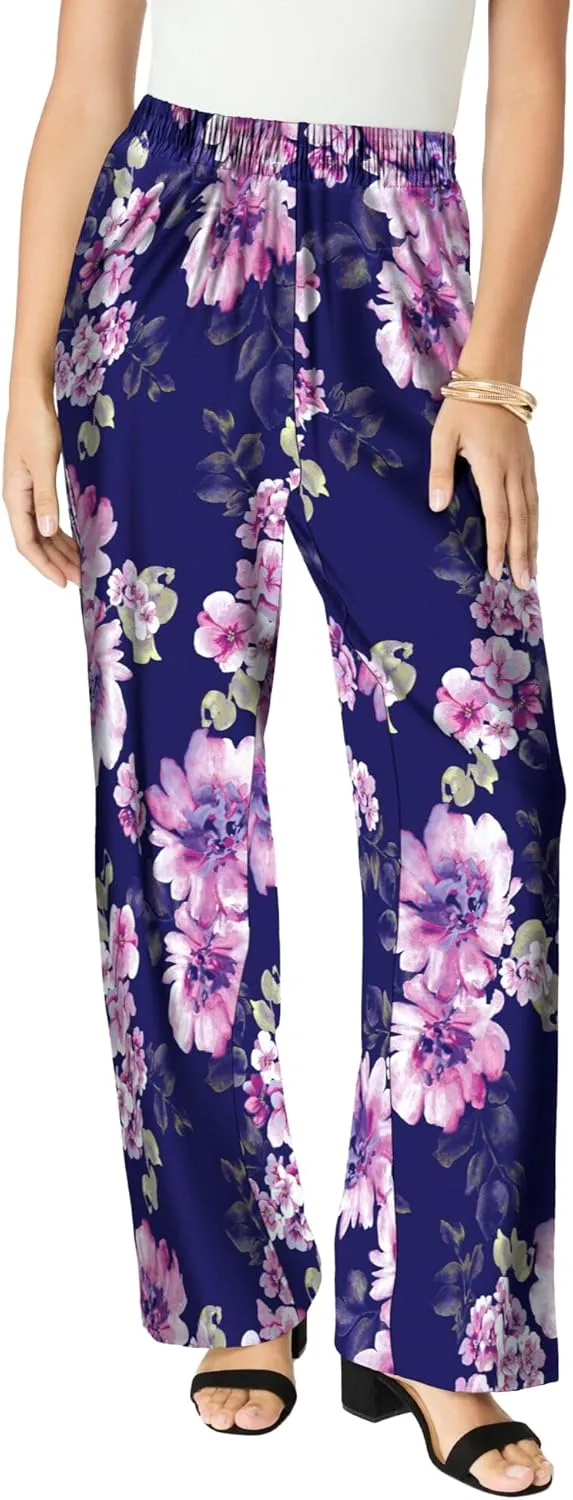 Roaman's Women's Plus Size Ultrasmooth Fabric Wide-Leg Pant