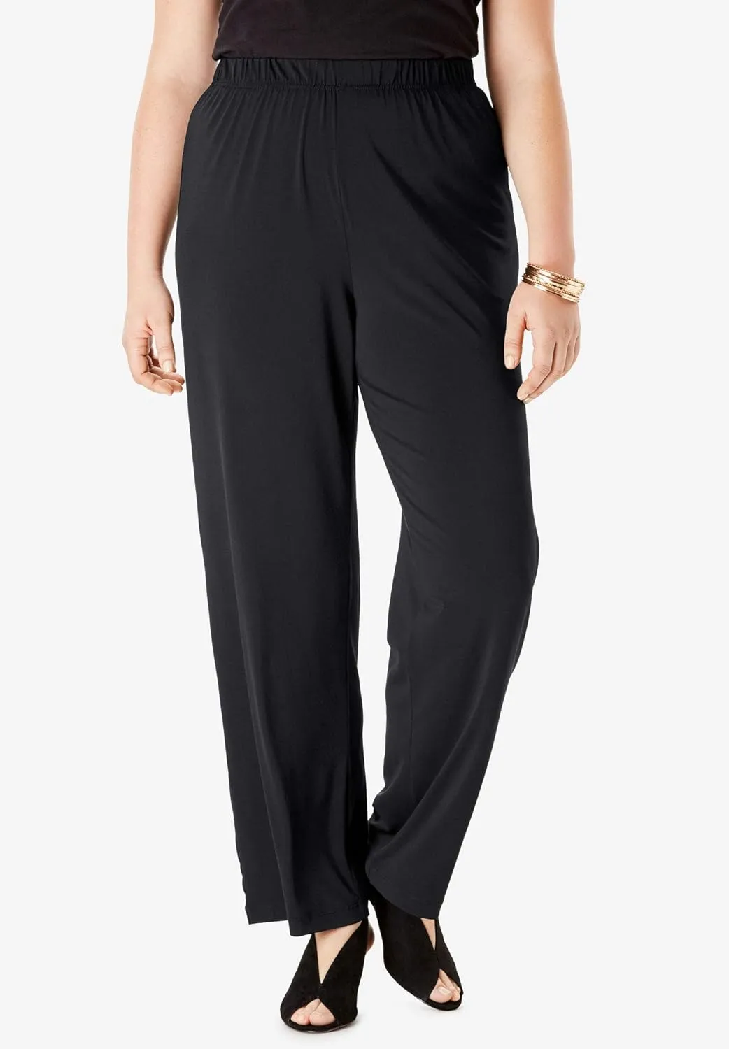 Roaman's Women's Plus Size Ultrasmooth Fabric Wide-Leg Pant