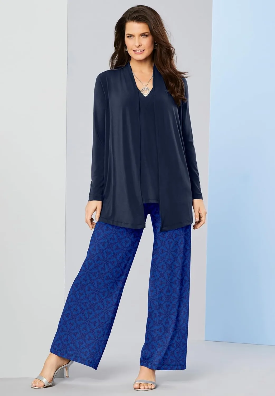 Roaman's Women's Plus Size Ultrasmooth Fabric Wide-Leg Pant