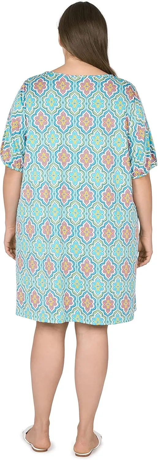 Ruby Rd.Women's Plus-size Scoop Neck Puff Print Dress