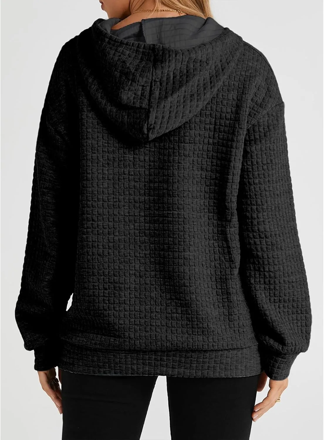 SELINK Hoodies For Women Casual Pullover Waffle Long Sleeve Drawstring Hooded Sweatshirt with Pocket
