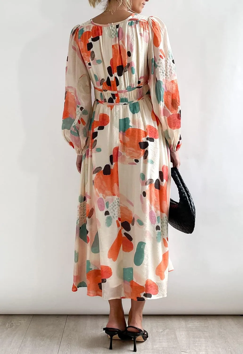 Sissyaki Women's Long Sleeve Boho Floral Maxi Dress