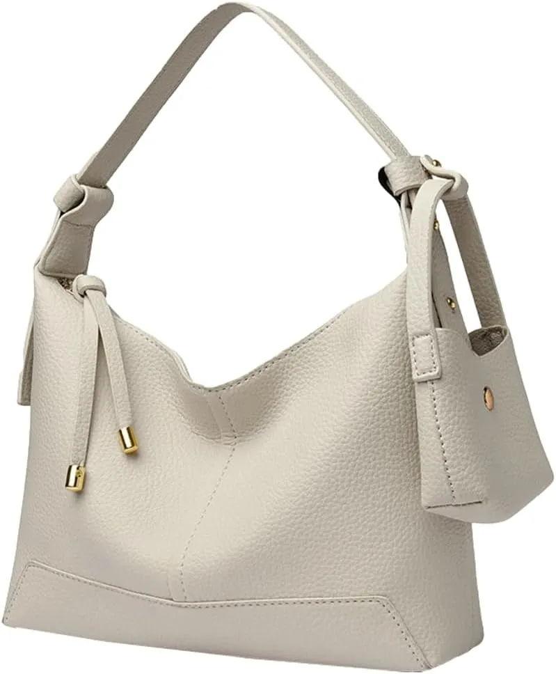 Soft Leather Shoulder Bag Tote Purse for Women Retro Tote Bag Handbag Casual Underarm Purse Shoulder Hobo Handbag with Wallet