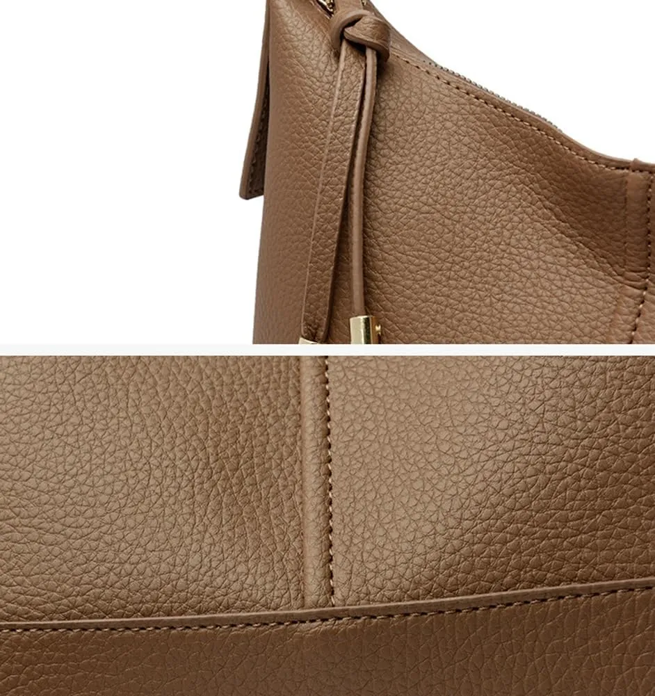 Soft Leather Shoulder Bag Tote Purse for Women Retro Tote Bag Handbag Casual Underarm Purse Shoulder Hobo Handbag with Wallet