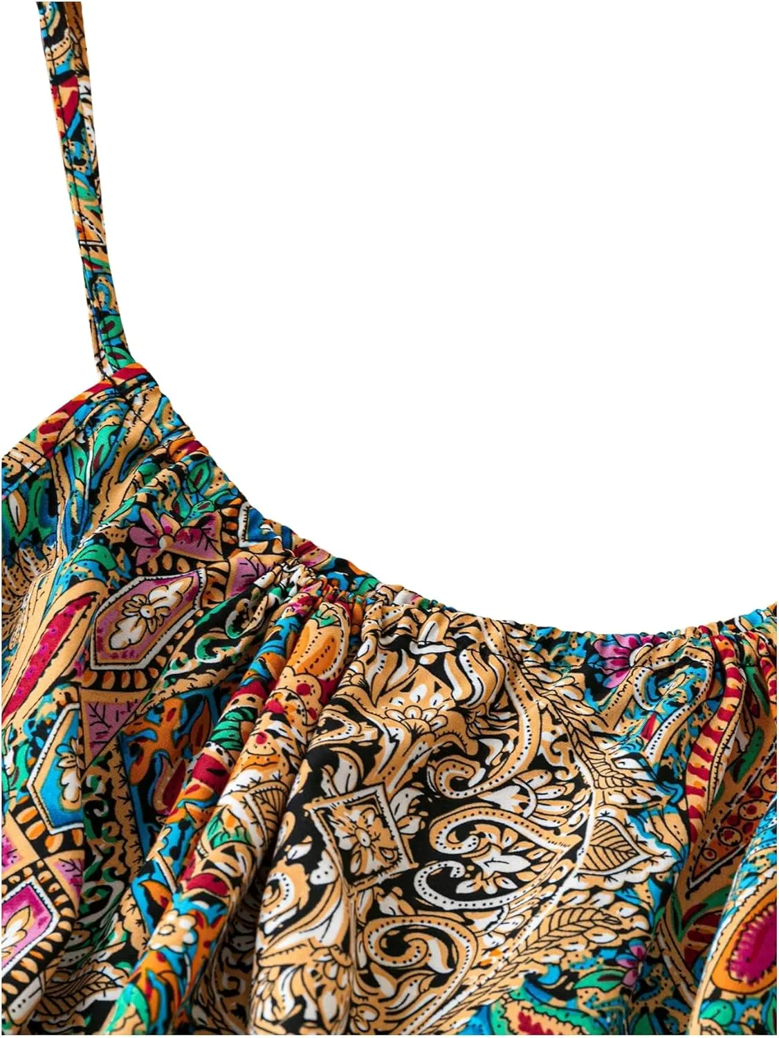 SOLY HUX Women's Plus Size Summer Top Boho Spaghetti Strap Camisole Sleeveless Beach Vacation Cami Tops