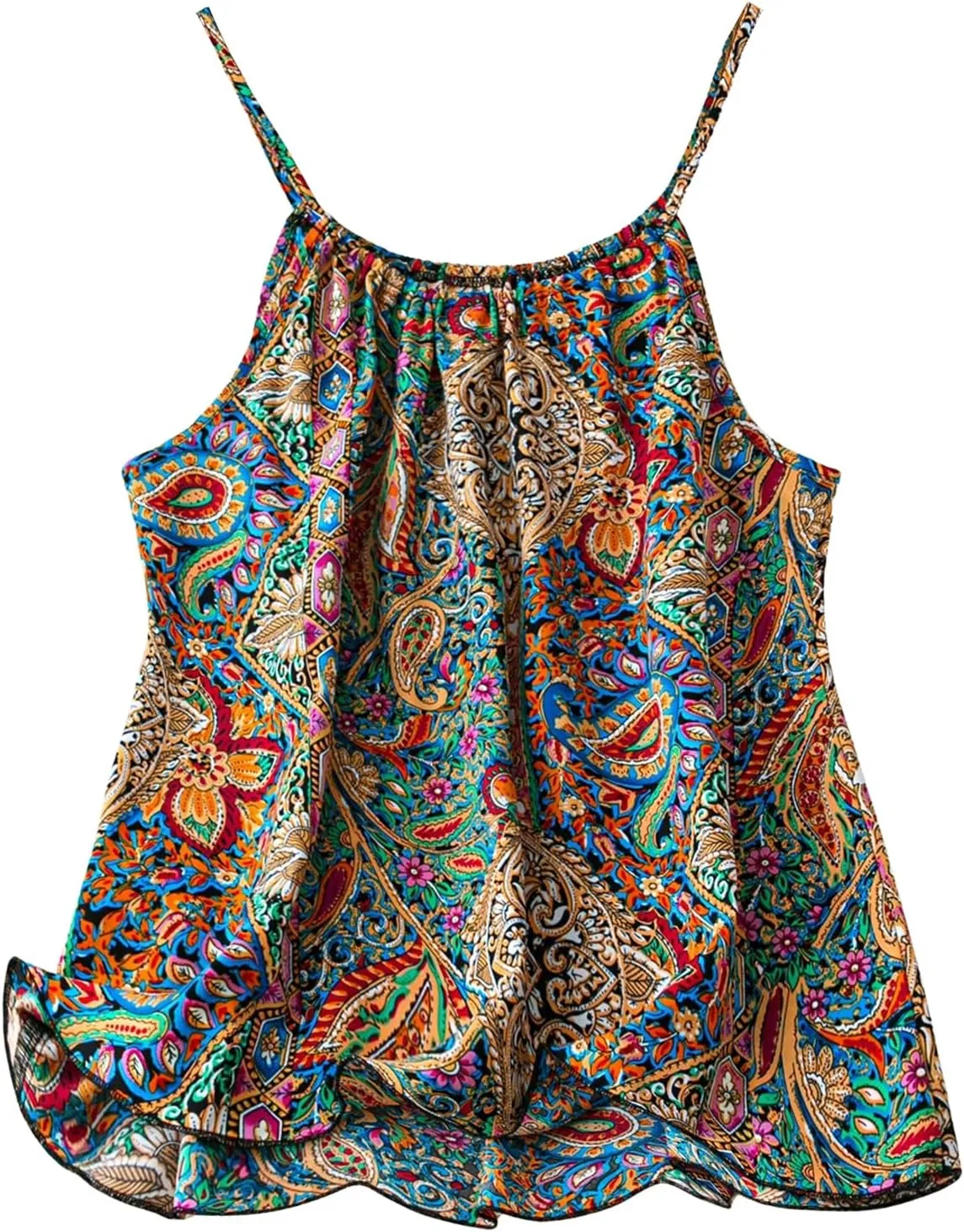SOLY HUX Women's Plus Size Summer Top Boho Spaghetti Strap Camisole Sleeveless Beach Vacation Cami Tops