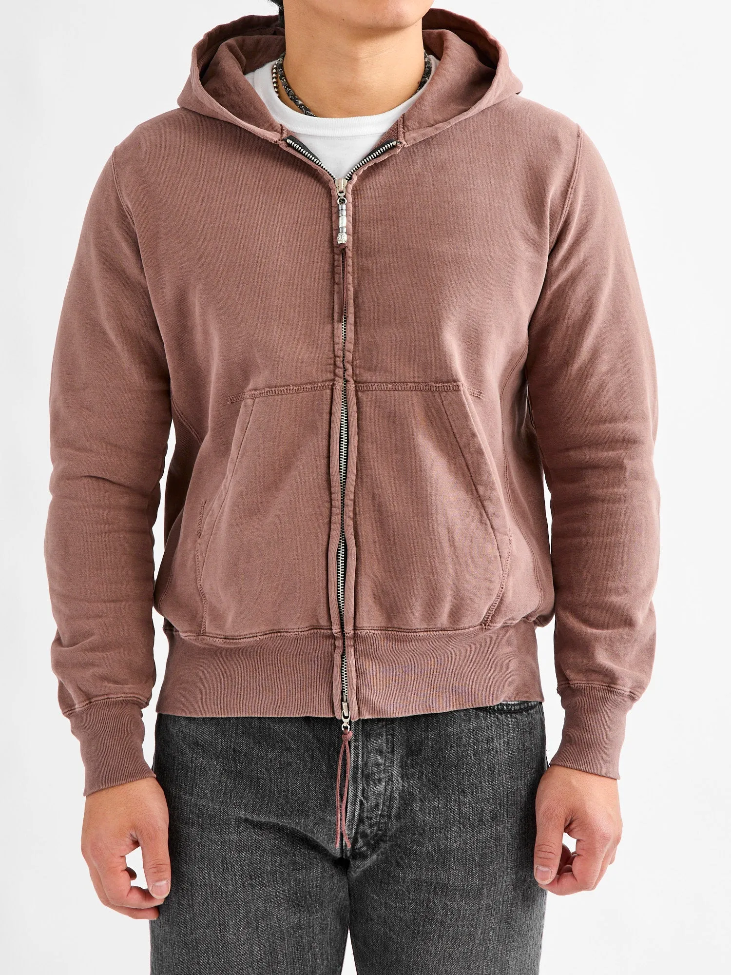 Special Finish Zip Hoodie in Brown