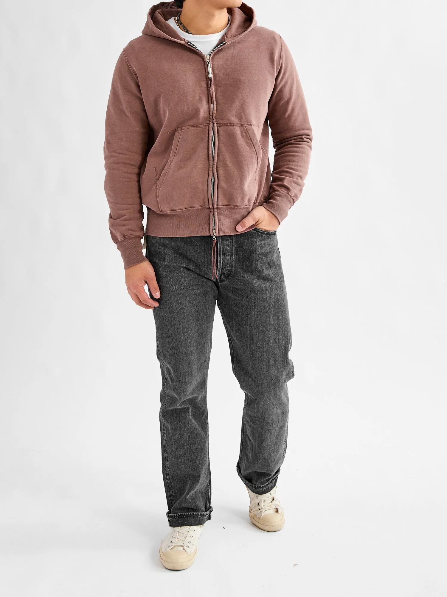 Special Finish Zip Hoodie in Brown