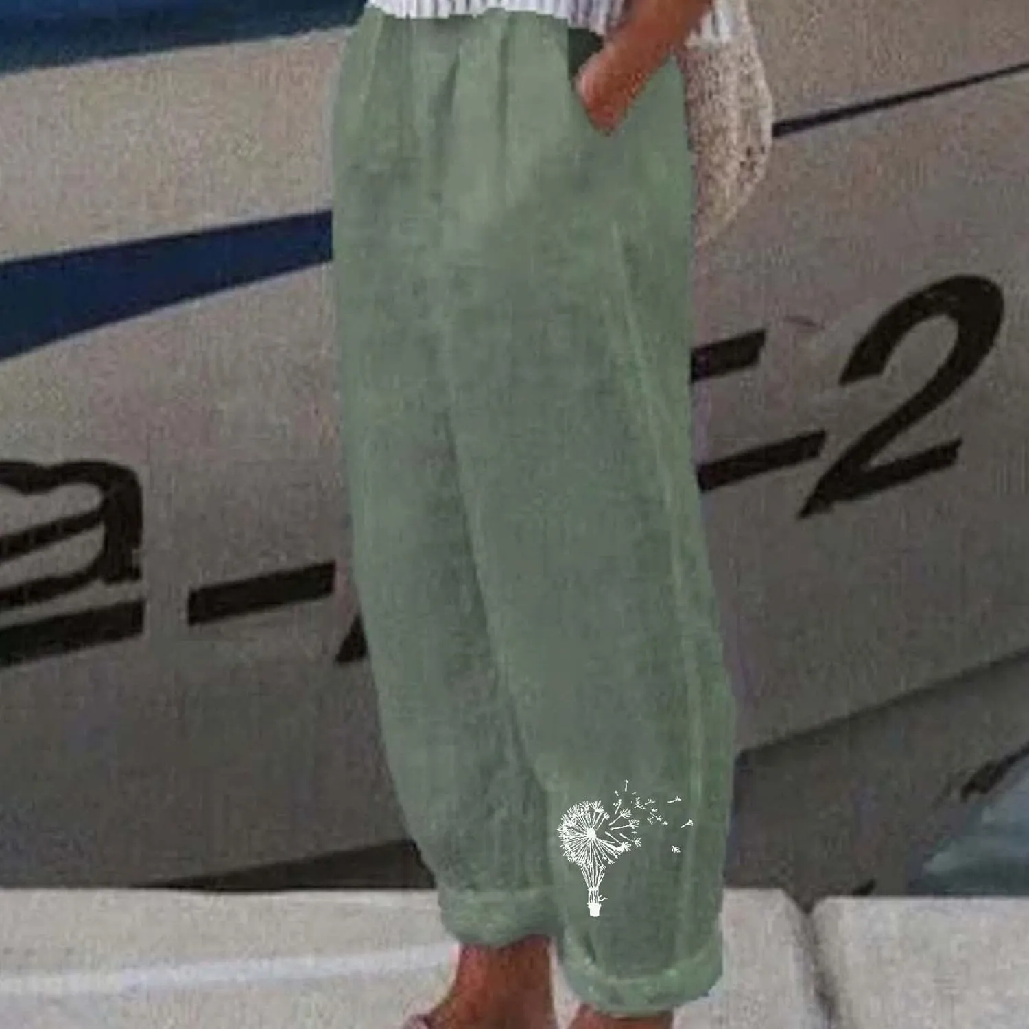Summer Pants for Women Linen Blend Lightweight Ankle Pants High Waist Trendy Beach Vacation Trousers 2025