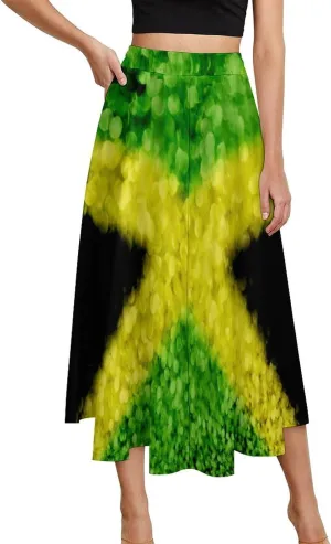 TAIZIYEAH Pleated Midi Skirts for Women Flower Print Casual Half Length Skirt