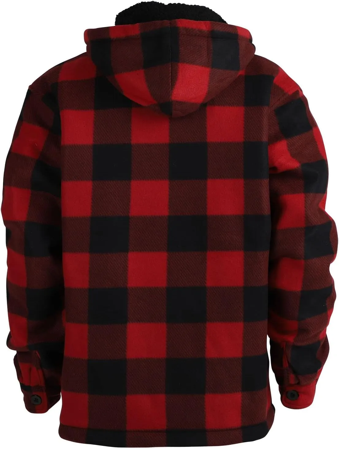 TanBridge Men's Flannel Plaid Jacket Full Zip Fleece Flannel Sherpa Hoodies Heavyweight Fleece Lined Warm Coat