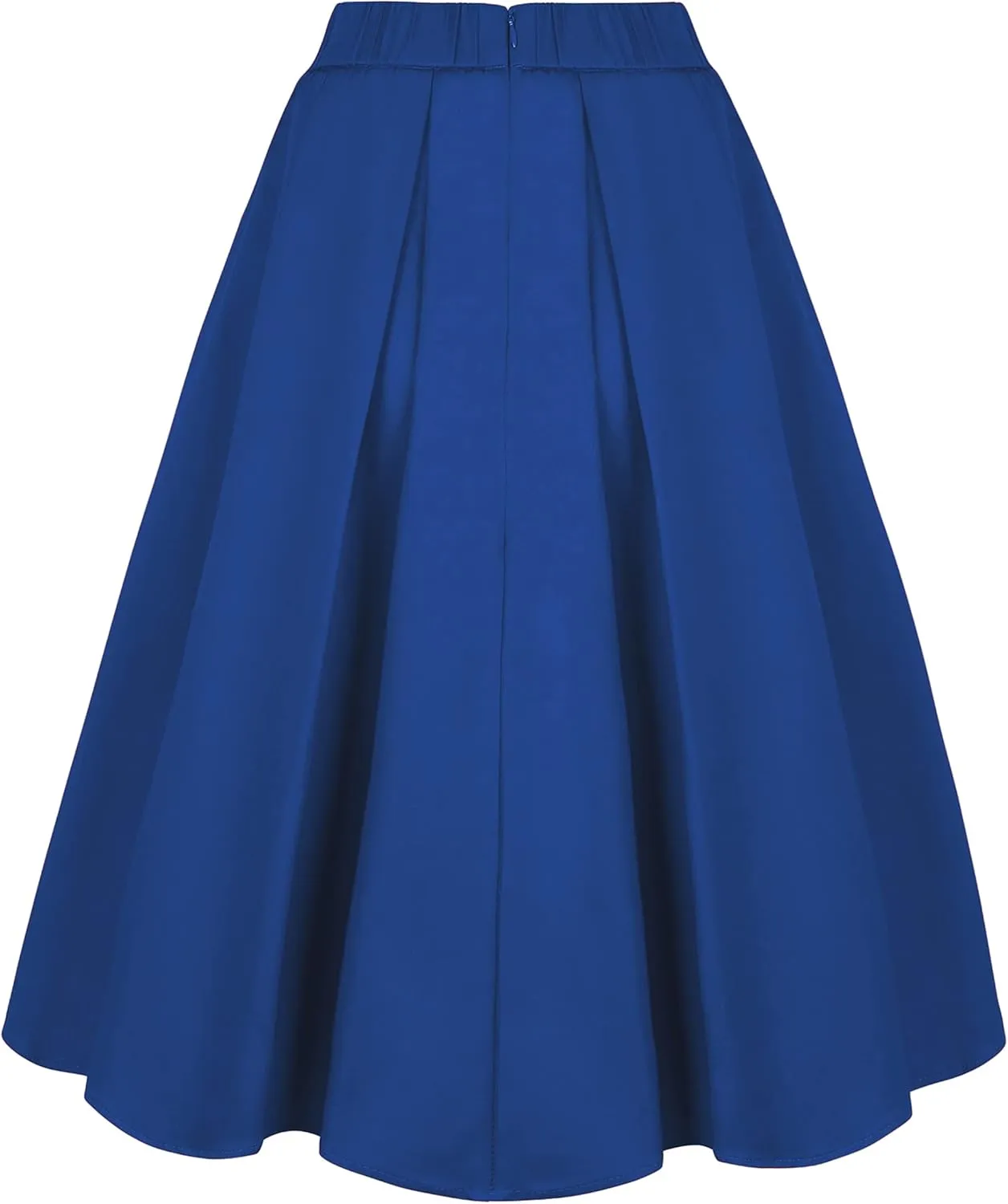 Tandisk Women's Vintage A-line Printed Pleated Flared Midi Skirt with Pockets