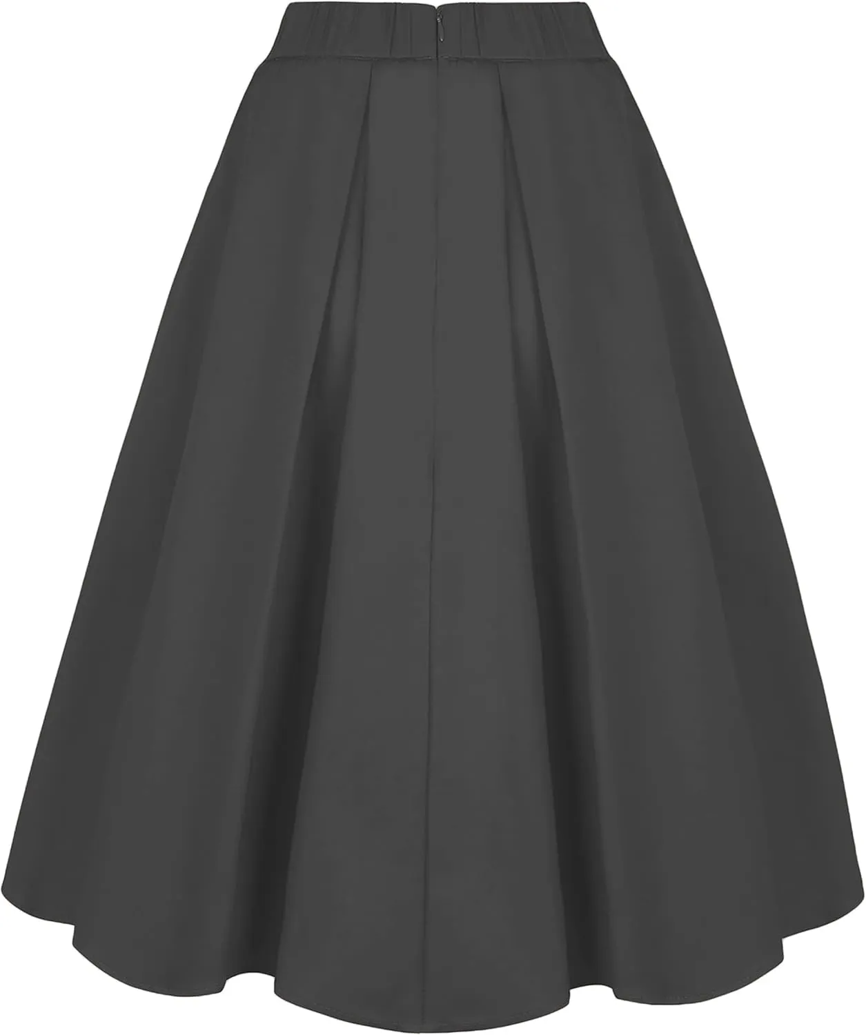 Tandisk Women's Vintage A-line Printed Pleated Flared Midi Skirt with Pockets