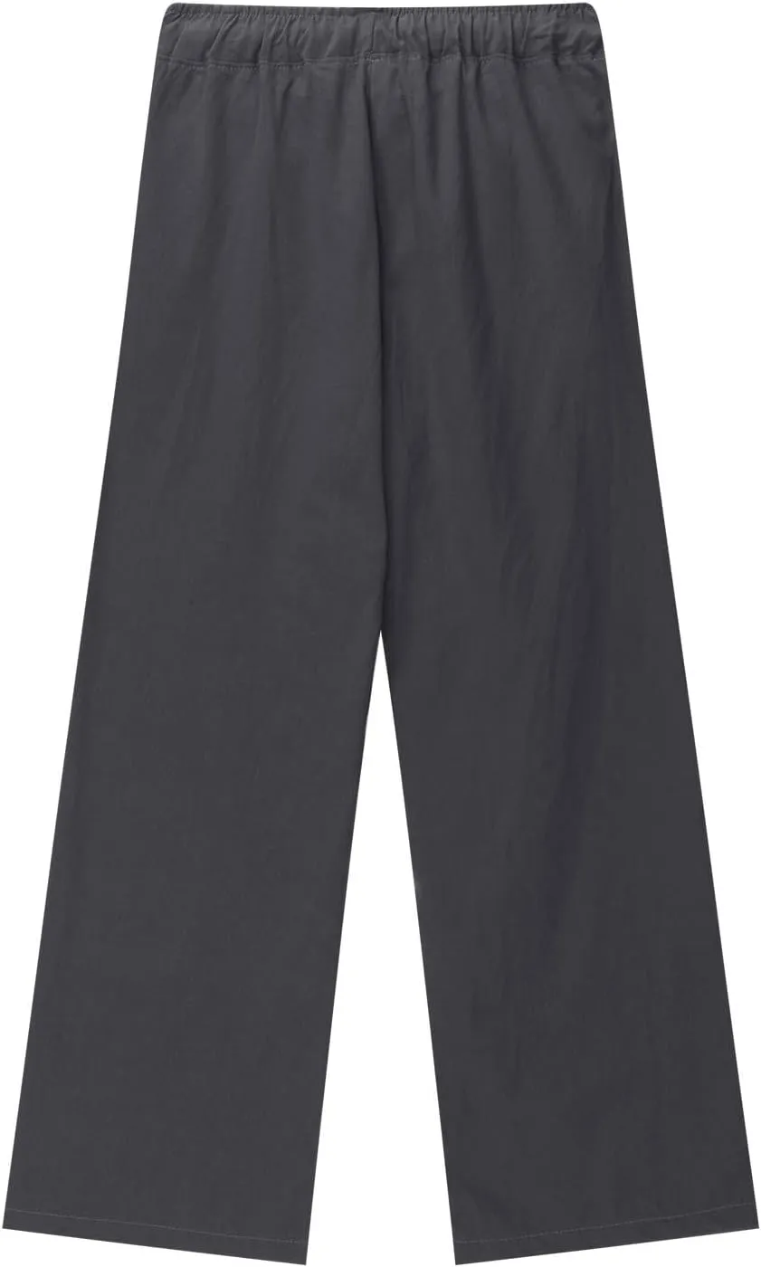 Teen Girls Casual Cotton Linen Pants Lightweight Summer Loose Fit Elastic Waist Plus Size Solid Lounge Long Trousers