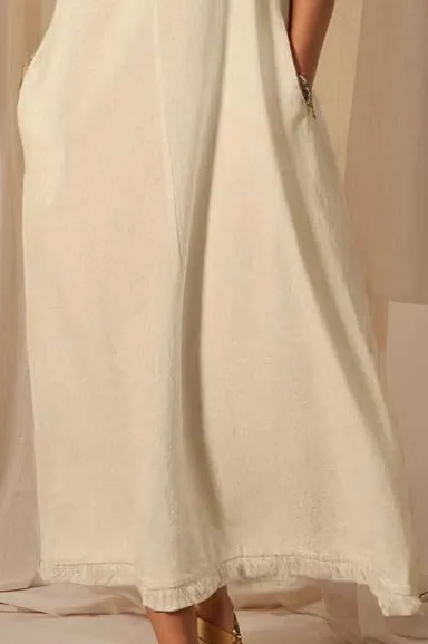 TIAFORD Women Casual Sleeveless Linen Shift Maxi Dress Summer Crewneck Oversized Loose Flowy Beach Tank Sun Dress with Pocket