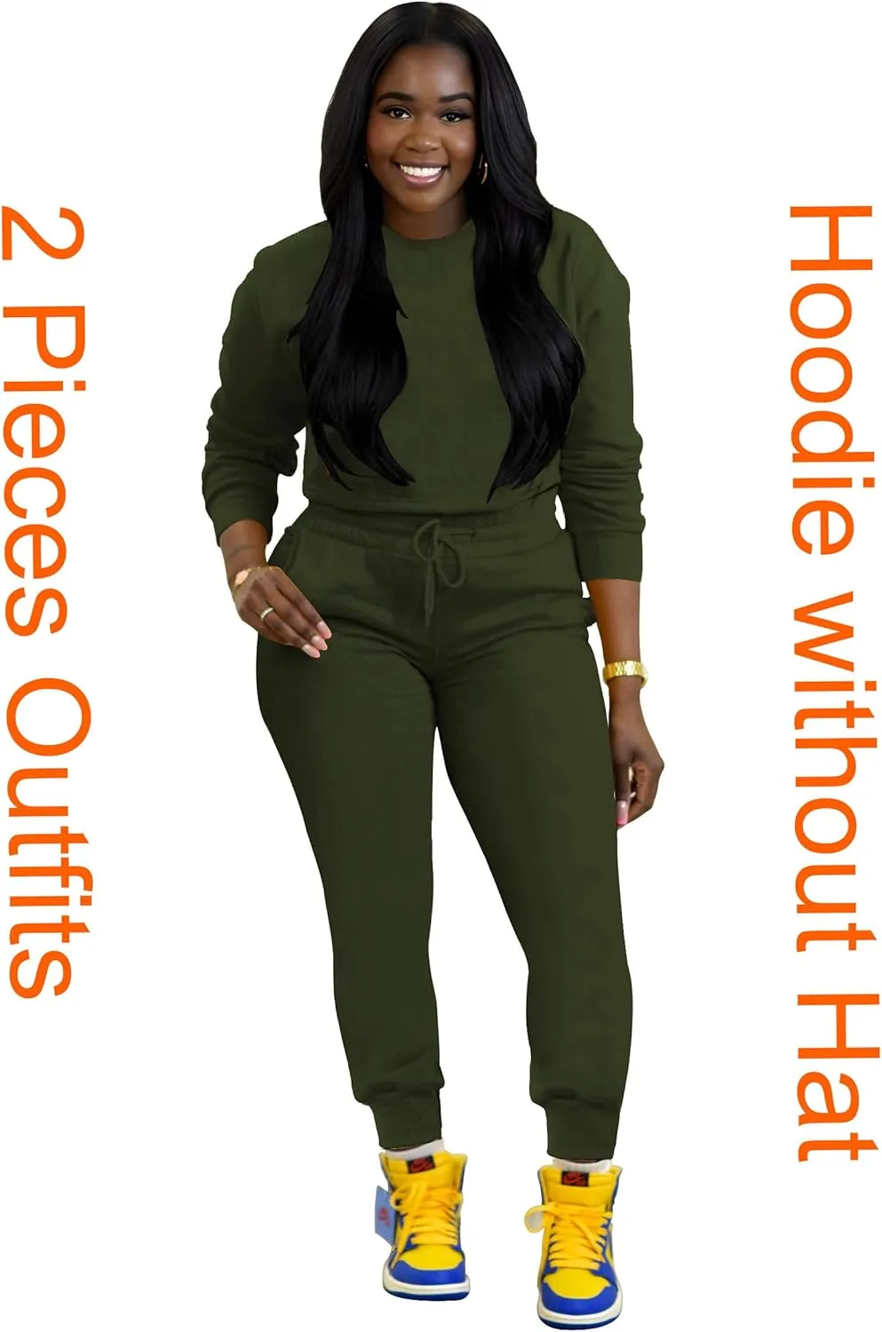 TOPSRANI Womens Two Piece Outfits Bodycon Tracksuit Sweatsuits Hoodie Solid Jogger Biker Workout Lounge Long Sleeve Pant Sets