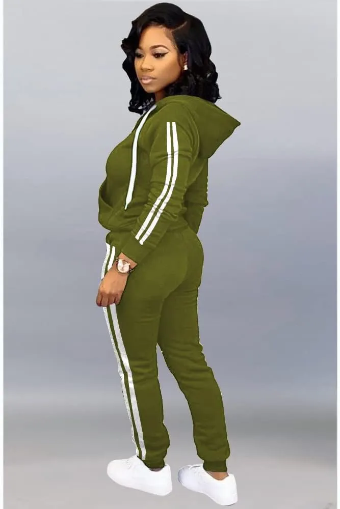 TOPSRANI Womens Two Piece Outfits Casual Sweatsuits Solid Tracksuit Jogging Sweat Suits Matching Jogger Hoodie Pants Set