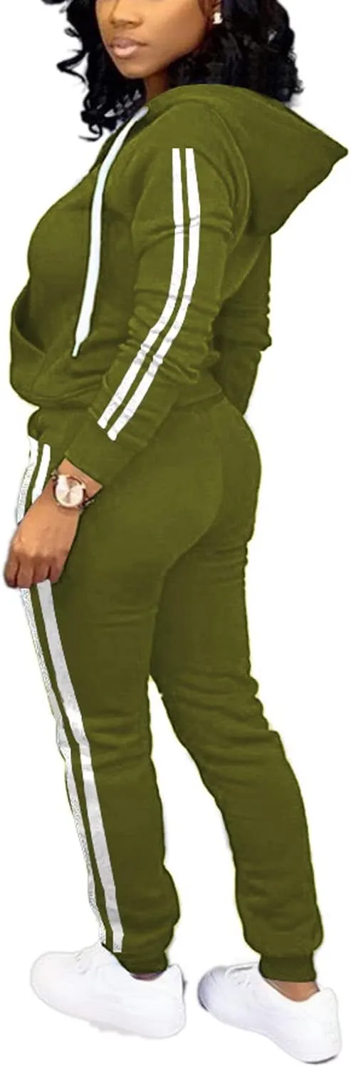 TOPSRANI Womens Two Piece Outfits Casual Sweatsuits Solid Tracksuit Jogging Sweat Suits Matching Jogger Hoodie Pants Set