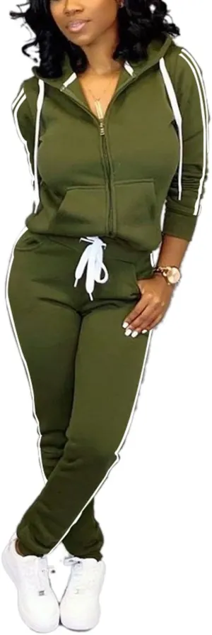 TOPSRANI Womens Two Piece Outfits Casual Sweatsuits Solid Tracksuit Jogging Sweat Suits Matching Jogger Hoodie Pants Set