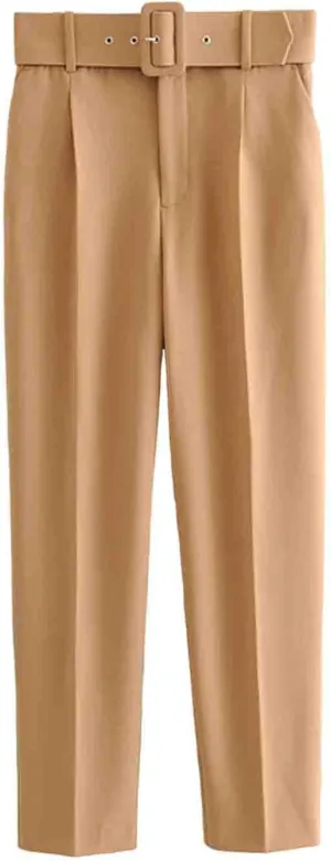 Uillui Women's Dress Pants Straight Leg Slim Fit Work Stretchy Pant Business Casual Suits Pants High Waist Trouser with Belt
