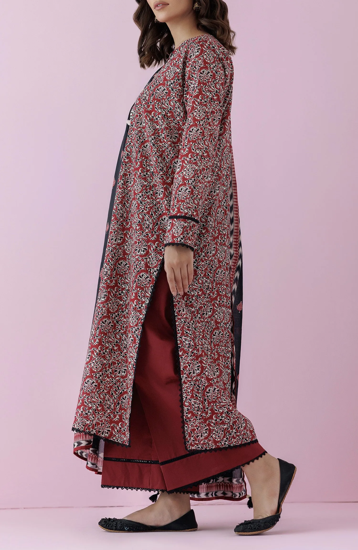 Unstitched 3 Piece Printed Lawn Shirt , Cambric Pant and Lawn Dupatta (OTL-24-151/U BLACK)
