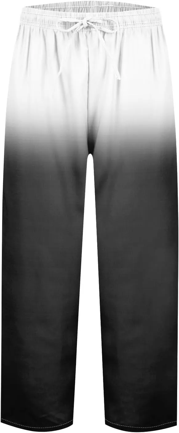 Vacation Linen Outfits for Women Elastic Long Pants Beach Leisure Trousers Linen Capri Pants 2025 Pants with Pockets