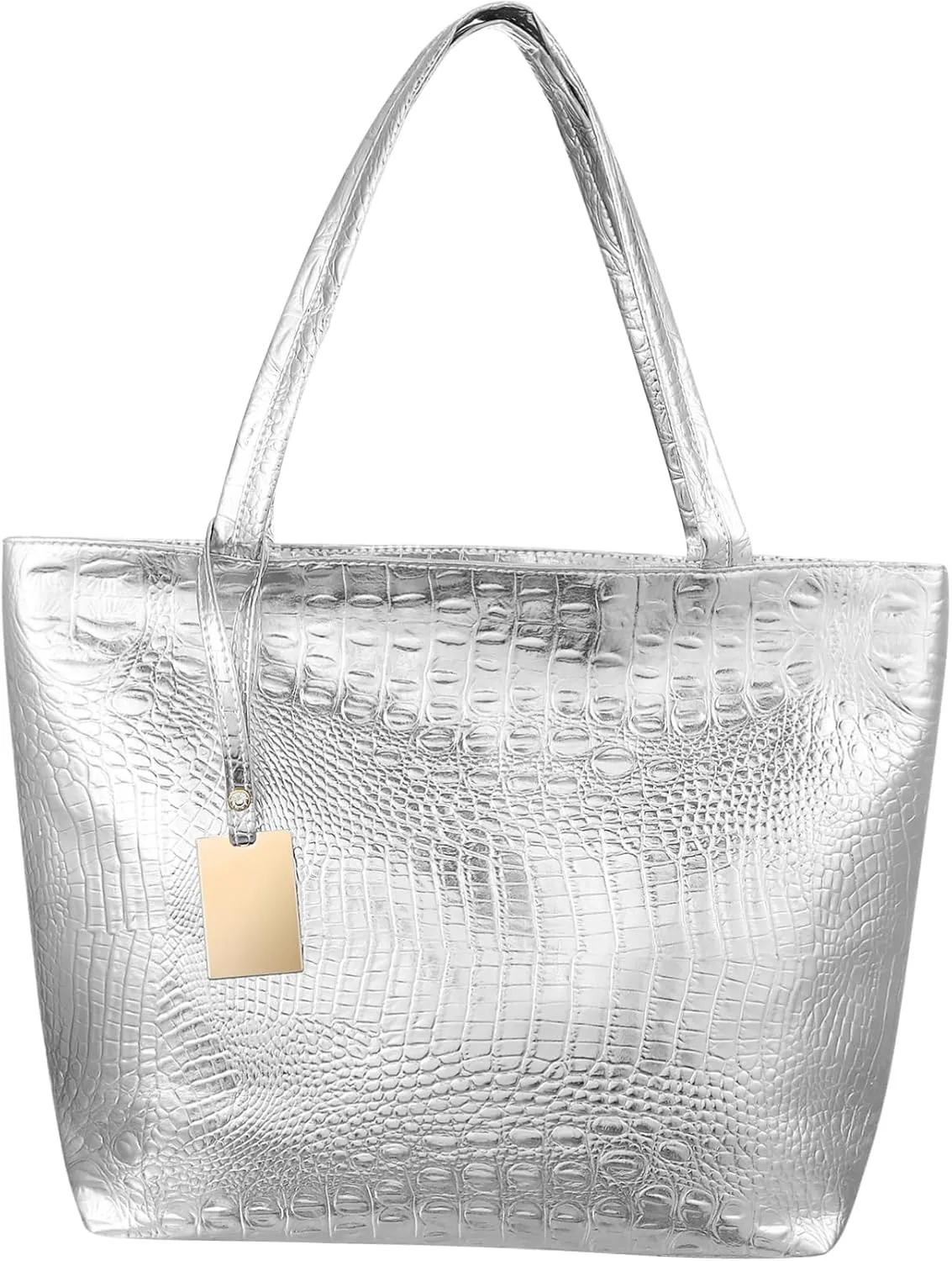 VANZACK 1pc Large Capacity Handbag for Women Stylish Shoulder Tote Bag for Travel Shopping School Work Silver Pattern Design