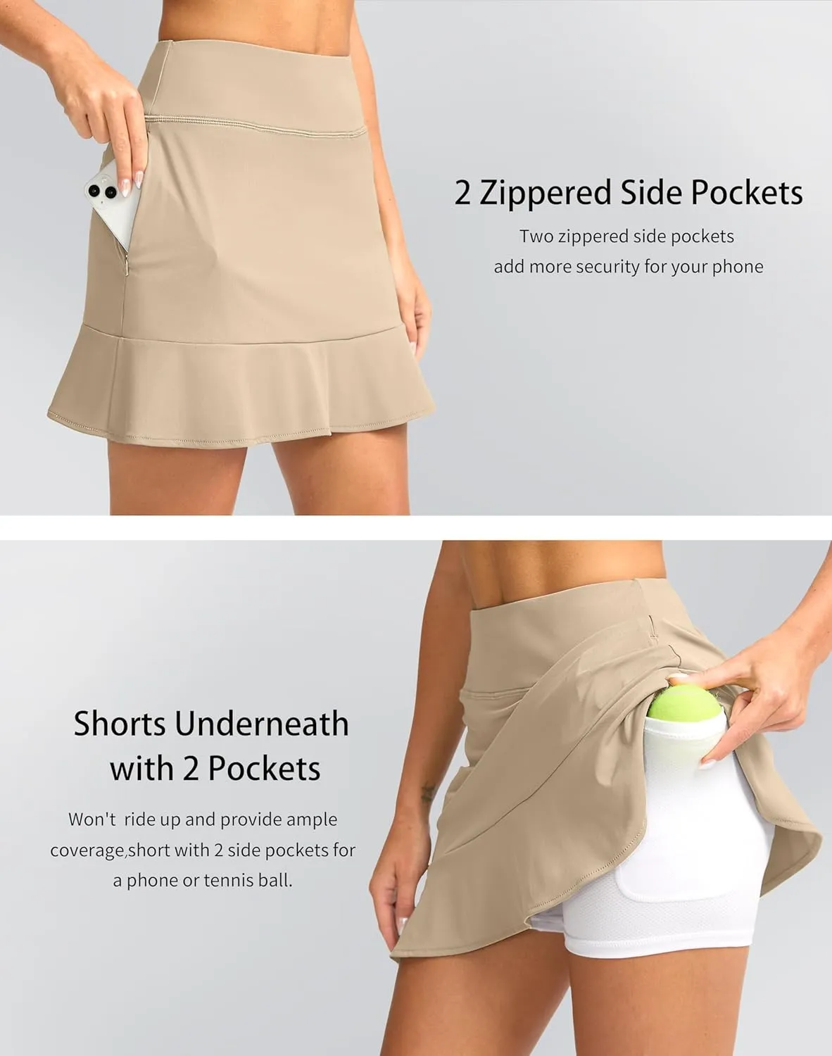 Viodia 16" Golf Skorts for Women High Waisted Tennis Skirt Athletic Skorts Skirts for Women Built-in Shorts with 5 Pockets
