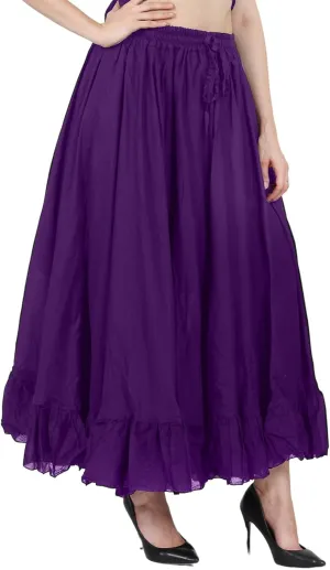 Wevez Maxi Skirt for Women Girls Elastic Waist Long Flowy Bohemian Cotton Casual Summer Beach Holiday