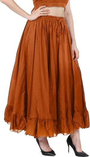 Wevez Maxi Skirt for Women Girls Elastic Waist Long Flowy Bohemian Cotton Casual Summer Beach Holiday