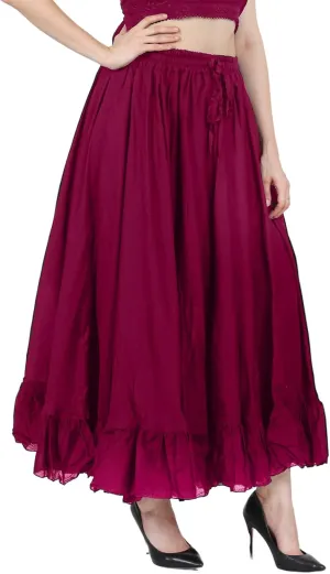 Wevez Maxi Skirt for Women Girls Elastic Waist Long Flowy Bohemian Cotton Casual Summer Beach Holiday