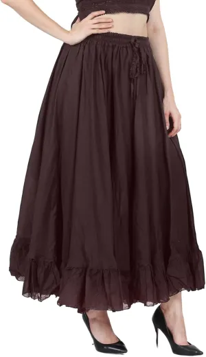 Wevez Maxi Skirt for Women Girls Elastic Waist Long Flowy Bohemian Cotton Casual Summer Beach Holiday