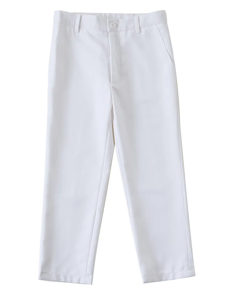 White 4 Piece Boys' Formal Suit Set with Vest Pants Dress Shirt and Tie BS50