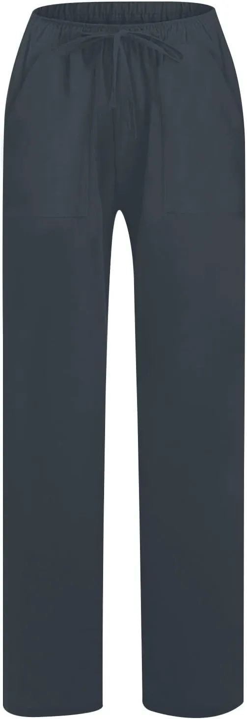 Wide Leg Cotton Linen Pants Women Summer 2025 Casual High Waisted Lounge Pants Beach Trousers Palazzo Sweatpants