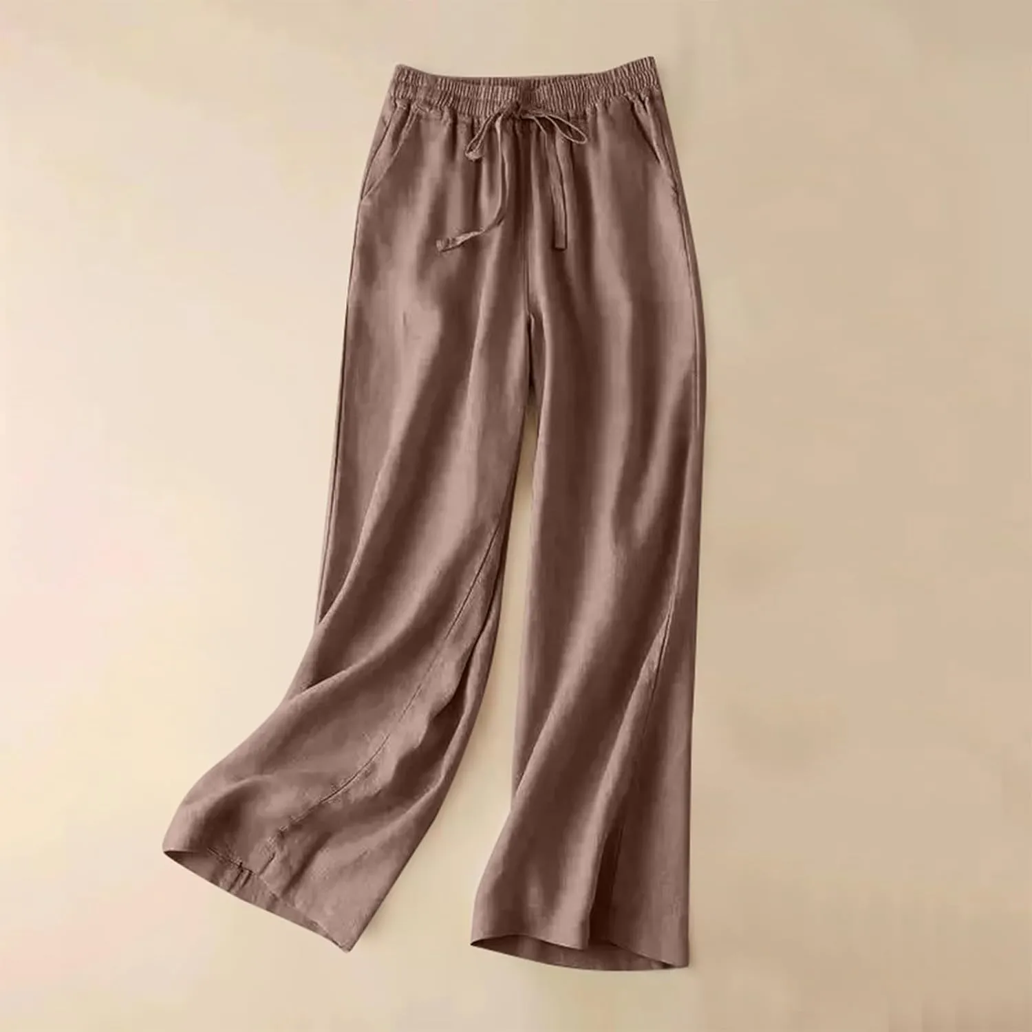 Wide Leg Pants for Women, Cotton Linen Pants Wide Leg Straight High