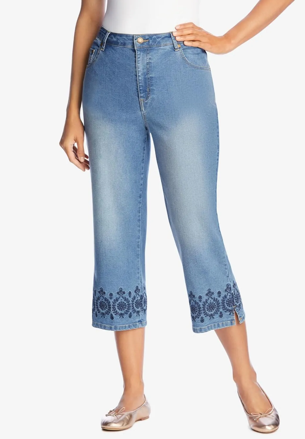 Woman Within Plus Size Capri Stretch Denim Jean