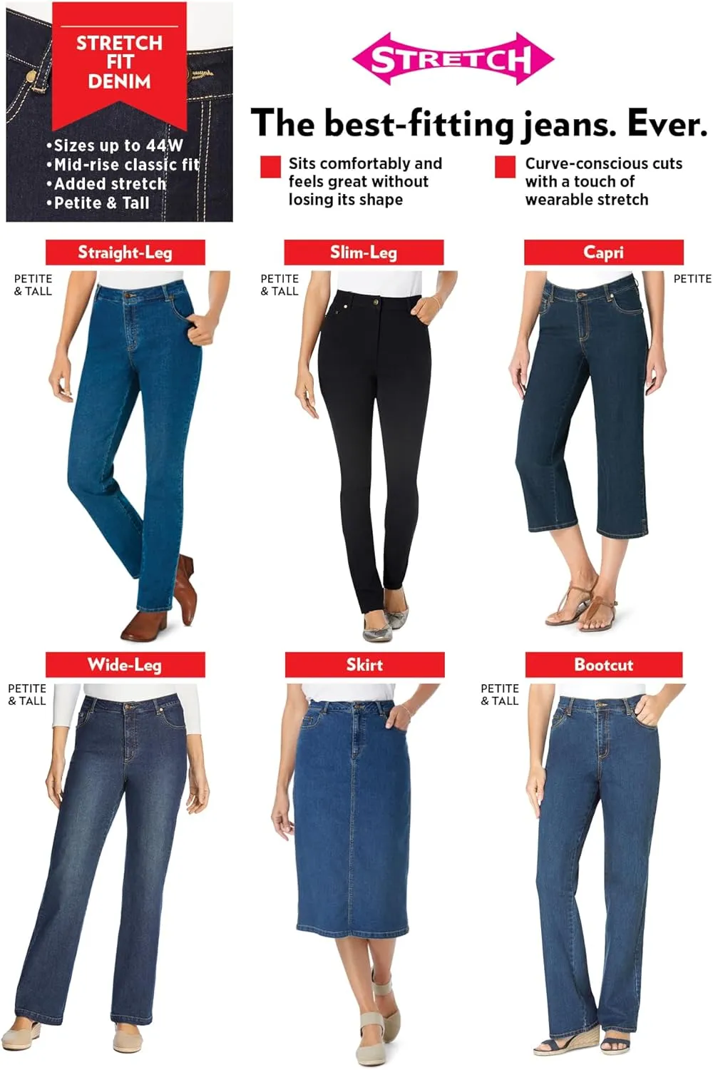 Woman Within Plus Size Capri Stretch Denim Jean
