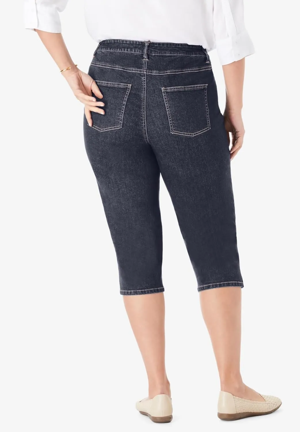Woman Within Plus Size Petite Capri Stretch Denim Jean