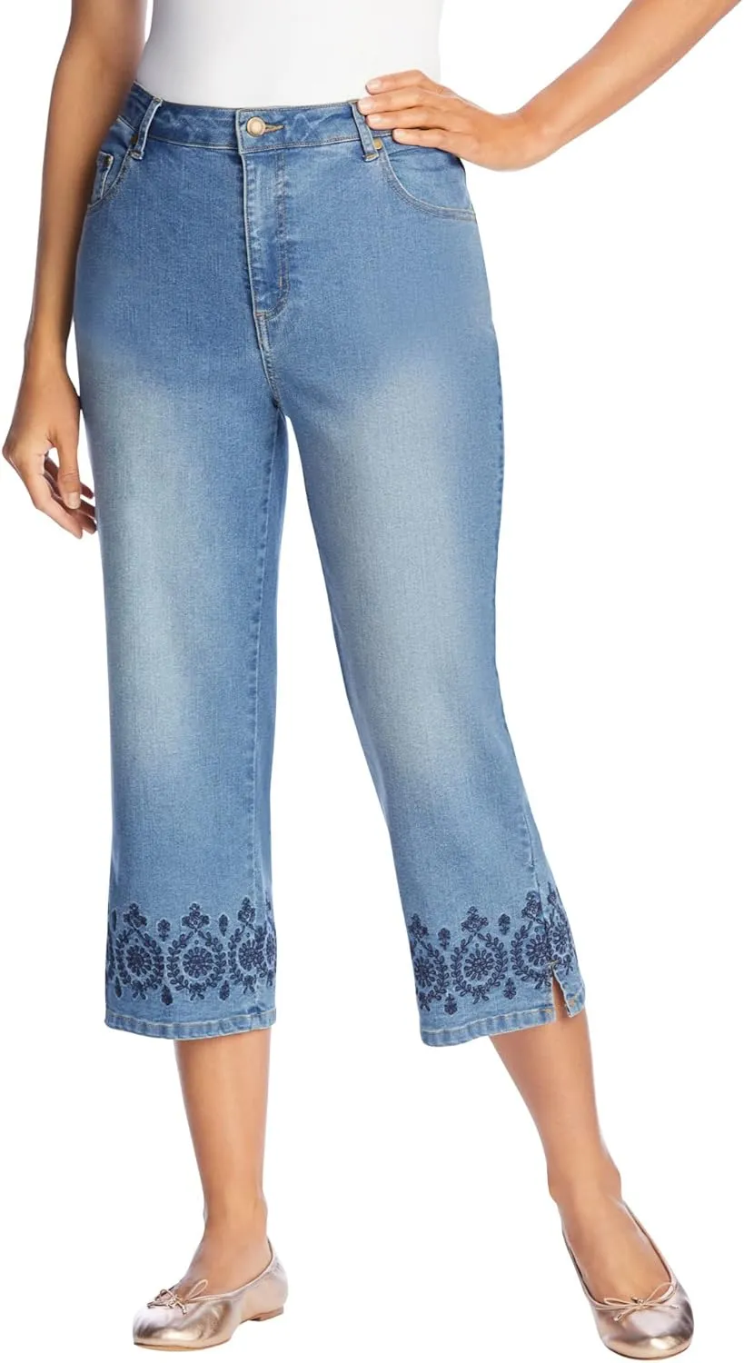 Woman Within Plus Size Petite Capri Stretch Denim Jean