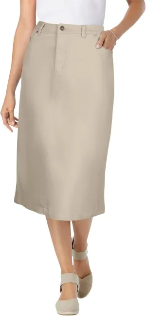 Woman Within Plus Size Petite Stretch Denim Jean Skirt
