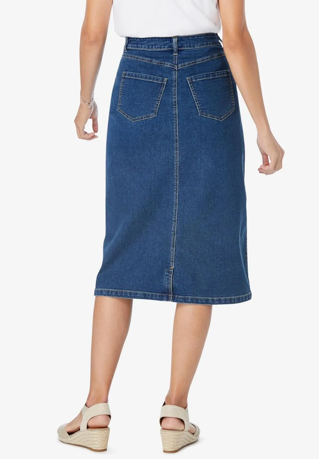 Woman Within Plus Size Petite Stretch Denim Jean Skirt