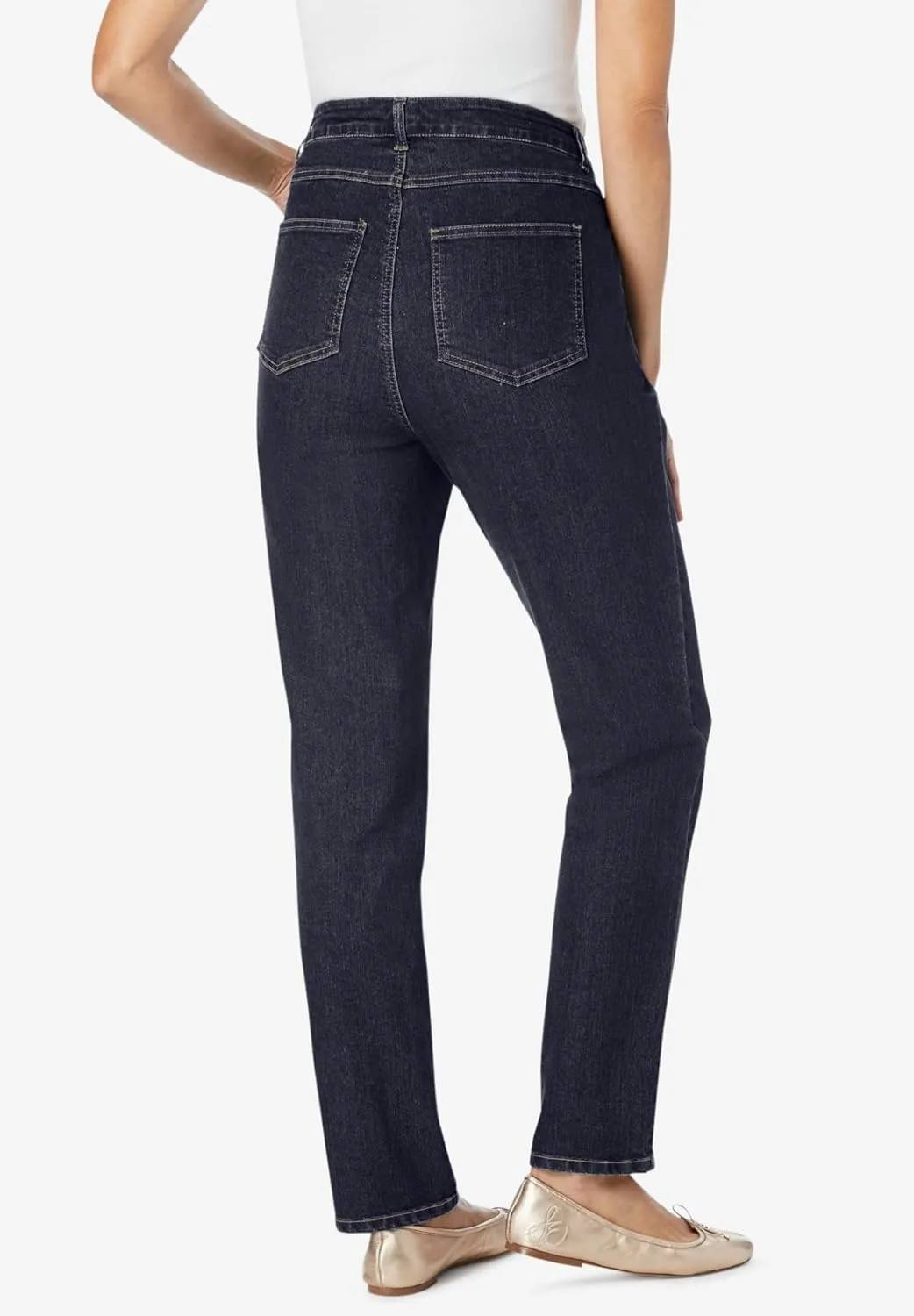 Woman Within Plus Size Straight-Leg Stretch Denim Jean