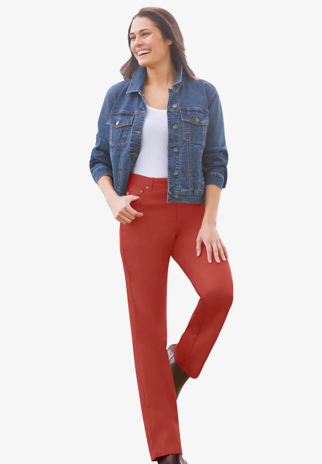 Woman Within Plus Size Straight-Leg Stretch Denim Jean