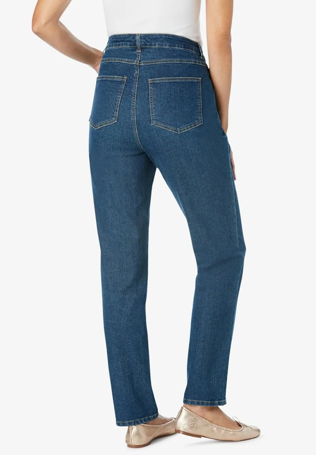 Woman Within Plus Size Straight-Leg Stretch Denim Jean