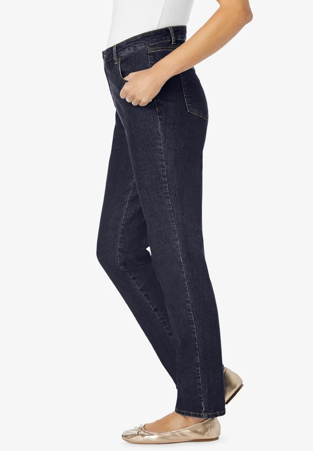 Woman Within Plus Size Straight-Leg Stretch Denim Jean