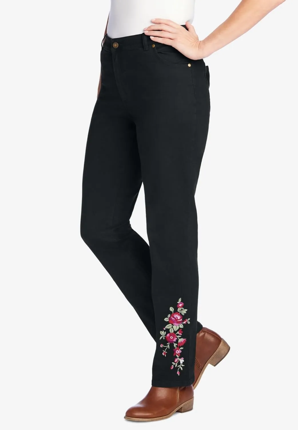 Woman Within Plus Size Straight-Leg Stretch Denim Jean