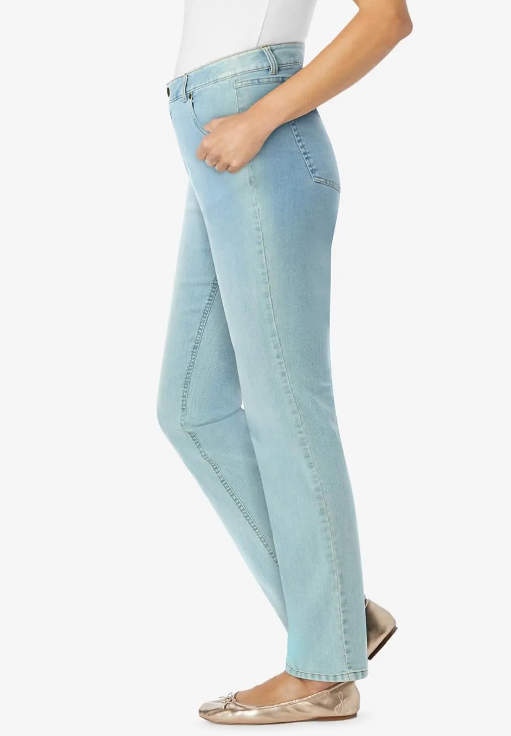 Woman Within Plus Size Straight-Leg Stretch Denim Jean