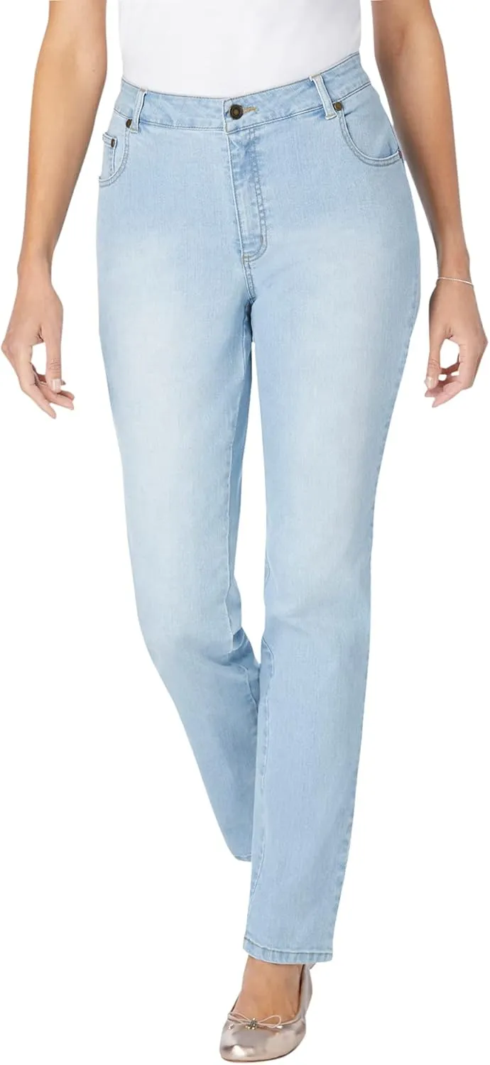 Woman Within Plus Size Straight-Leg Stretch Denim Jean