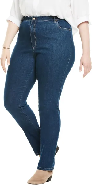 Woman Within Plus Size Straight-Leg Stretch Denim Jean